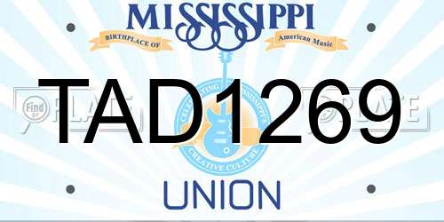 TAD1269 Mississippi License Plate