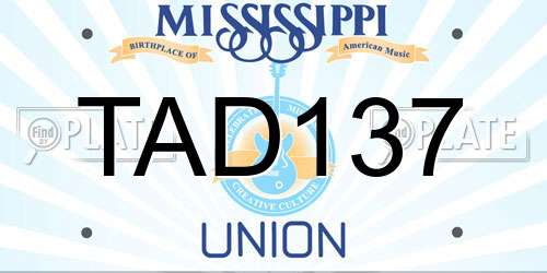 TAD137 Mississippi License Plate