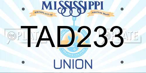 TAD233 Mississippi License Plate