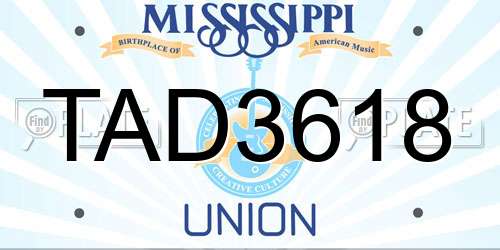 TAD3618 Mississippi License Plate