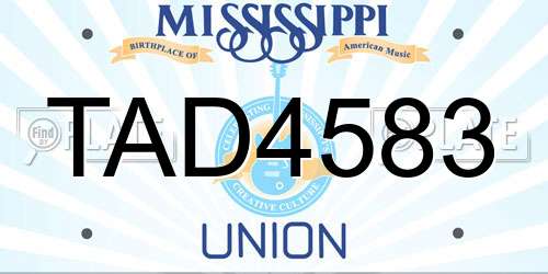 TAD4583 Mississippi License Plate