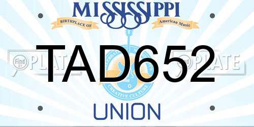 TAD652 Mississippi License Plate