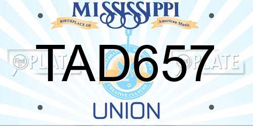 TAD657 Mississippi License Plate