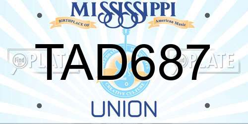 TAD687 Mississippi License Plate
