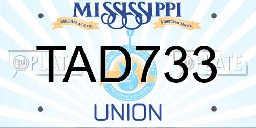 TAD733 Mississippi License Plate