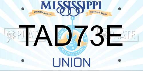 TAD73E Mississippi License Plate