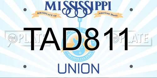 TAD811 Mississippi License Plate