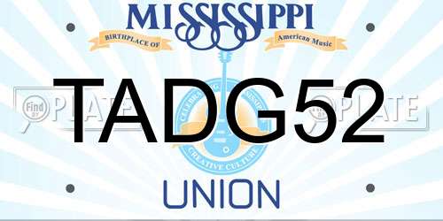 TADG52 Mississippi License Plate