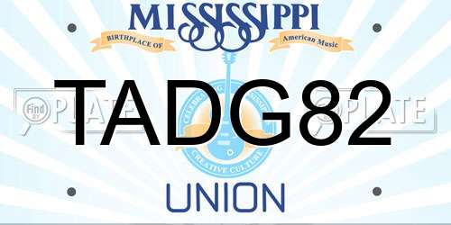 TADG82 Mississippi License Plate
