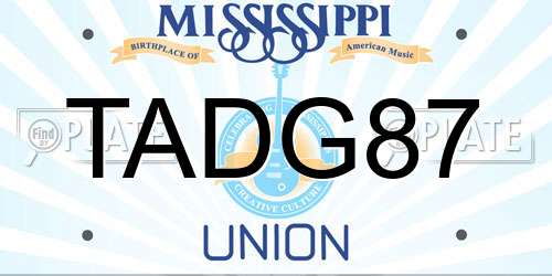 TADG87 Mississippi License Plate