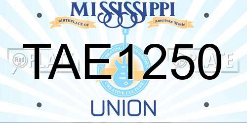 TAE1250 Mississippi License Plate