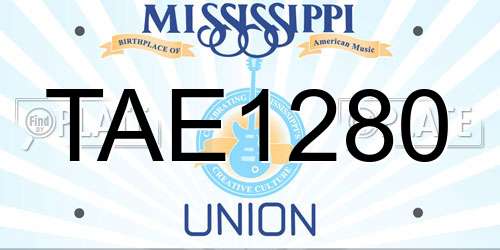 TAE1280 Mississippi License Plate