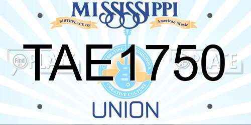 TAE1750 Mississippi License Plate
