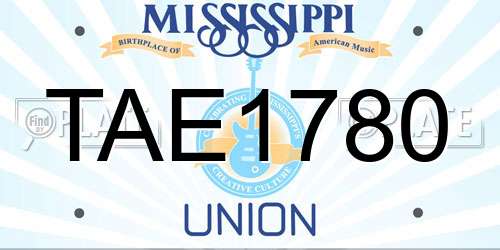TAE1780 Mississippi License Plate