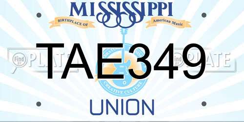 TAE349 Mississippi License Plate