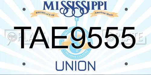 TAE9555 Mississippi License Plate