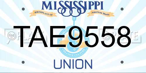 TAE9558 Mississippi License Plate