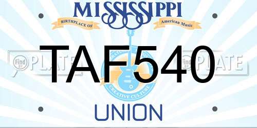 TAF540 Mississippi License Plate