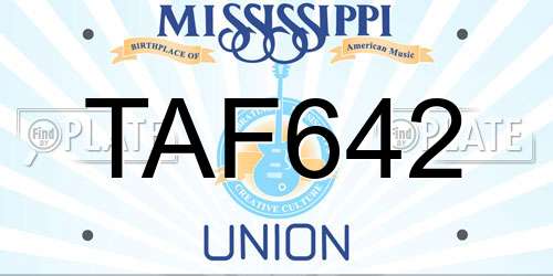 TAF642 Mississippi License Plate