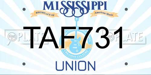 TAF731 Mississippi License Plate