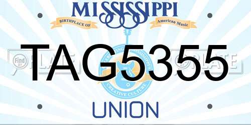 TAG5355 Mississippi License Plate