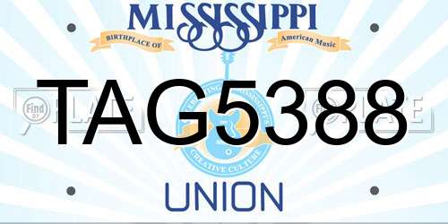 TAG5388 Mississippi License Plate