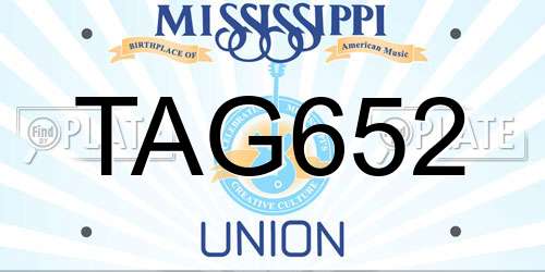 TAG652 Mississippi License Plate