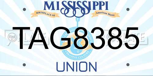 TAG8385 Mississippi License Plate