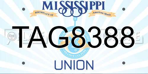 TAG8388 Mississippi License Plate