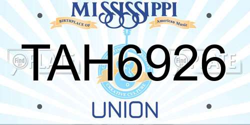 TAH6926 Mississippi License Plate