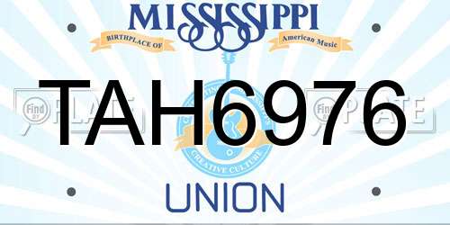 TAH6976 Mississippi License Plate