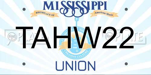 TAHW22 Mississippi License Plate