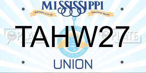 TAHW27 Mississippi License Plate