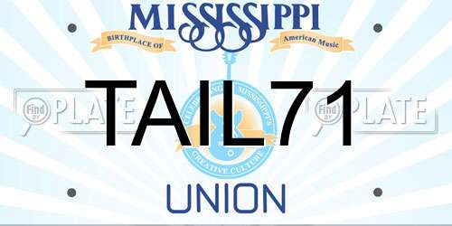 TAIL71 Mississippi License Plate