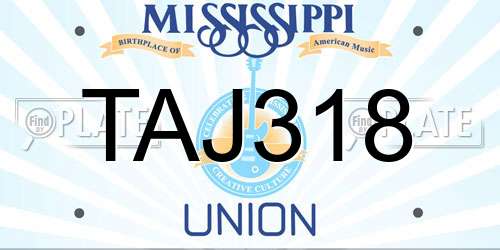TAJ318 Mississippi License Plate