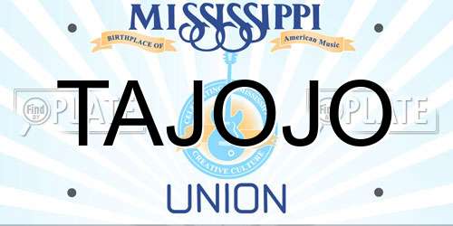 TAJOJO Mississippi License Plate