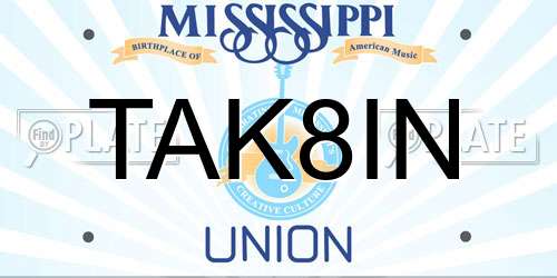 TAK8IN Mississippi License Plate