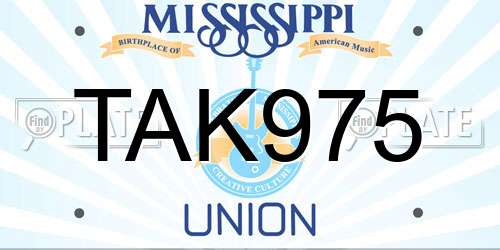 TAK975 Mississippi License Plate