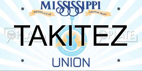 TAKITEZ Mississippi License Plate