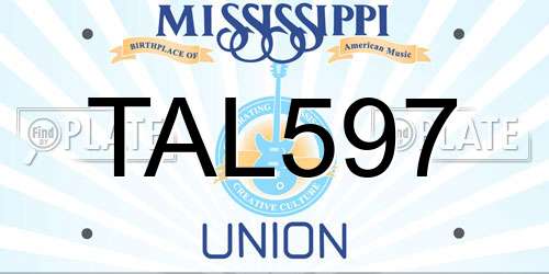 TAL597 Mississippi License Plate