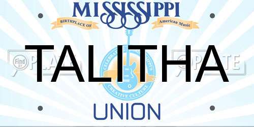 TALITHA Mississippi License Plate