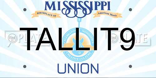TALLIT9 Mississippi License Plate