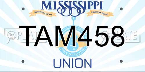 TAM458 Mississippi License Plate