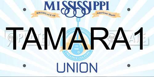 TAMARA1 Mississippi License Plate