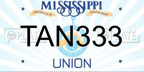 TAN333 Mississippi License Plate