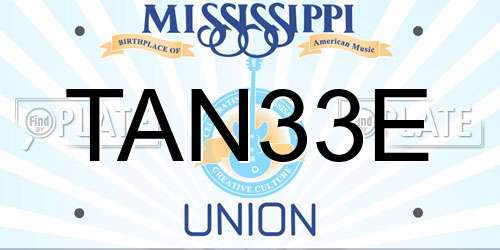 TAN33E Mississippi License Plate