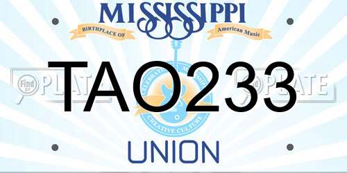 TAO233 Mississippi License Plate