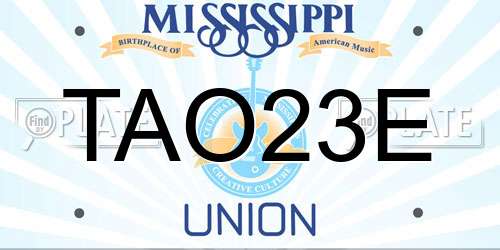 TAO23E Mississippi License Plate