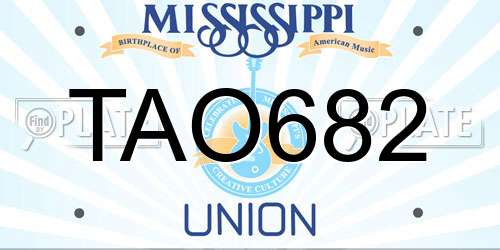 TAO682 Mississippi License Plate