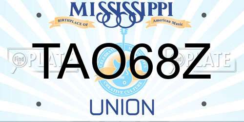 TAO68Z Mississippi License Plate